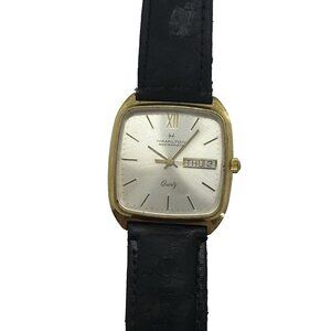 Vintage Hamilton Masterpiece Swiss Quartz Men’s Day Date Watch Black Leather
